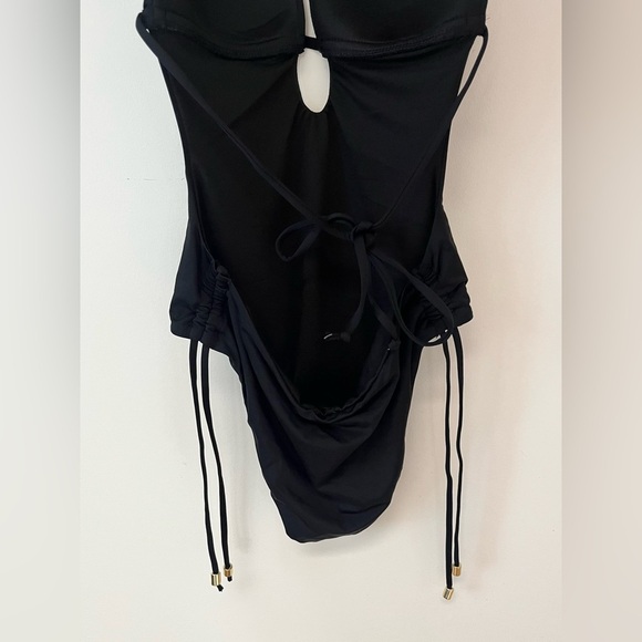 Bar III Women's Size Small Solid Cutout One-Piece Swimsuit Black - Picture 7 of 9